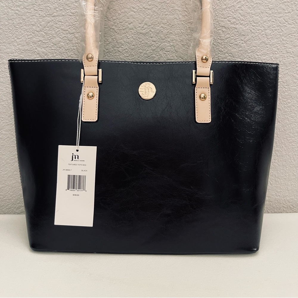 Black and cream tote bag.